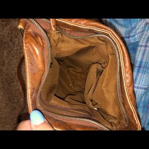 Brown long strap purse